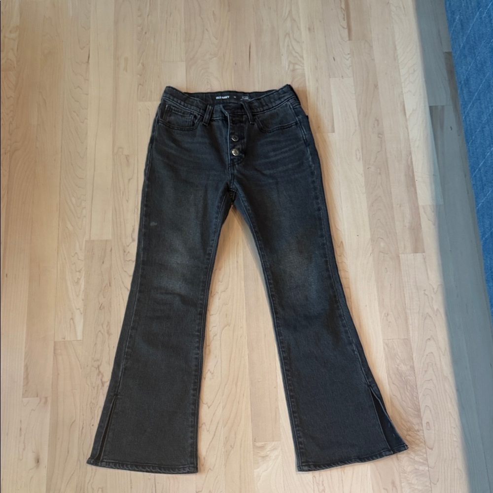 Old Navy Black Flared Kids Jeans with Front Button Fly